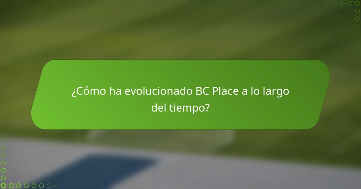 ¿Cómo ha evolucionado BC Place a lo largo del tiempo?