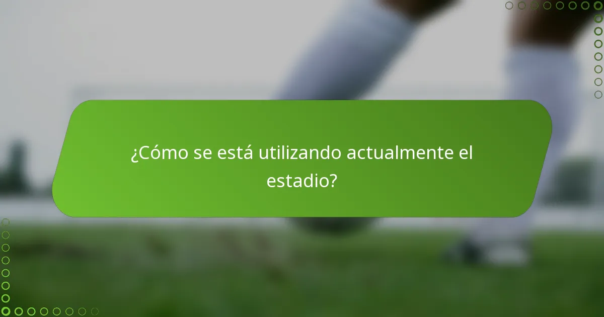 ¿Cómo se está utilizando actualmente el estadio?