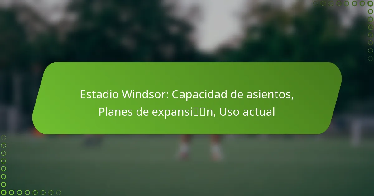 Estadio Windsor: Capacidad de asientos, Planes de expansión, Uso actual