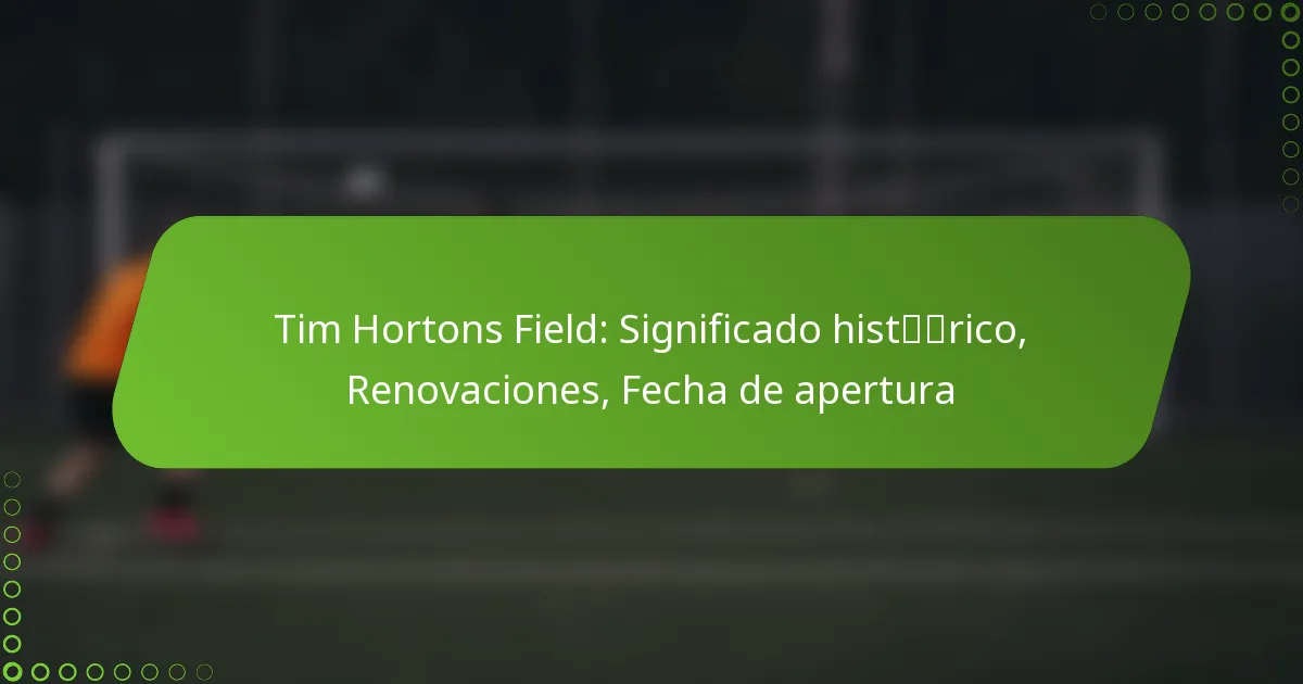 Tim Hortons Field: Significado histórico, Renovaciones, Fecha de apertura
