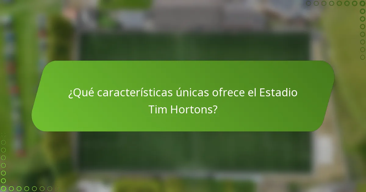 ¿Qué características únicas ofrece el Estadio Tim Hortons?